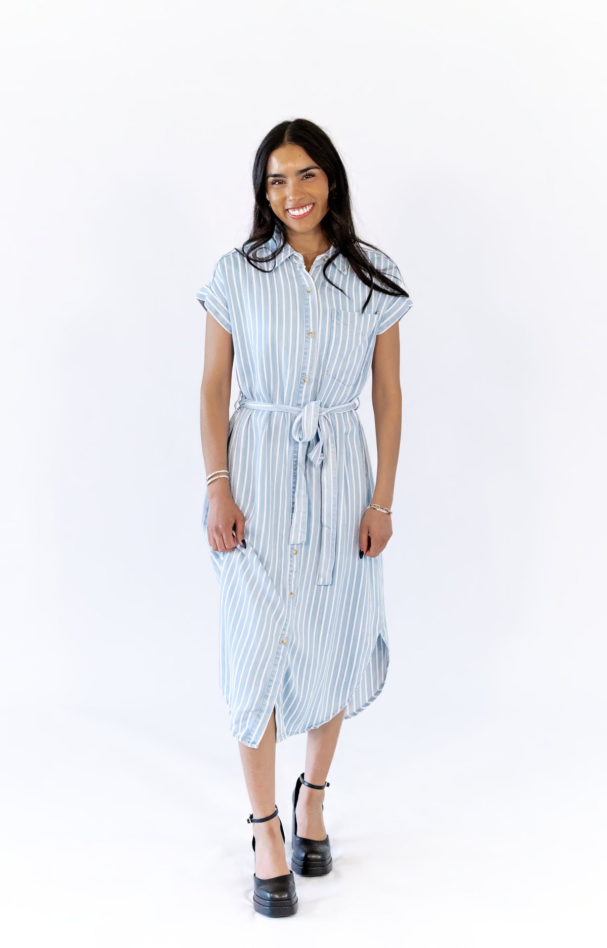 Frankie Striped Chambray Dress