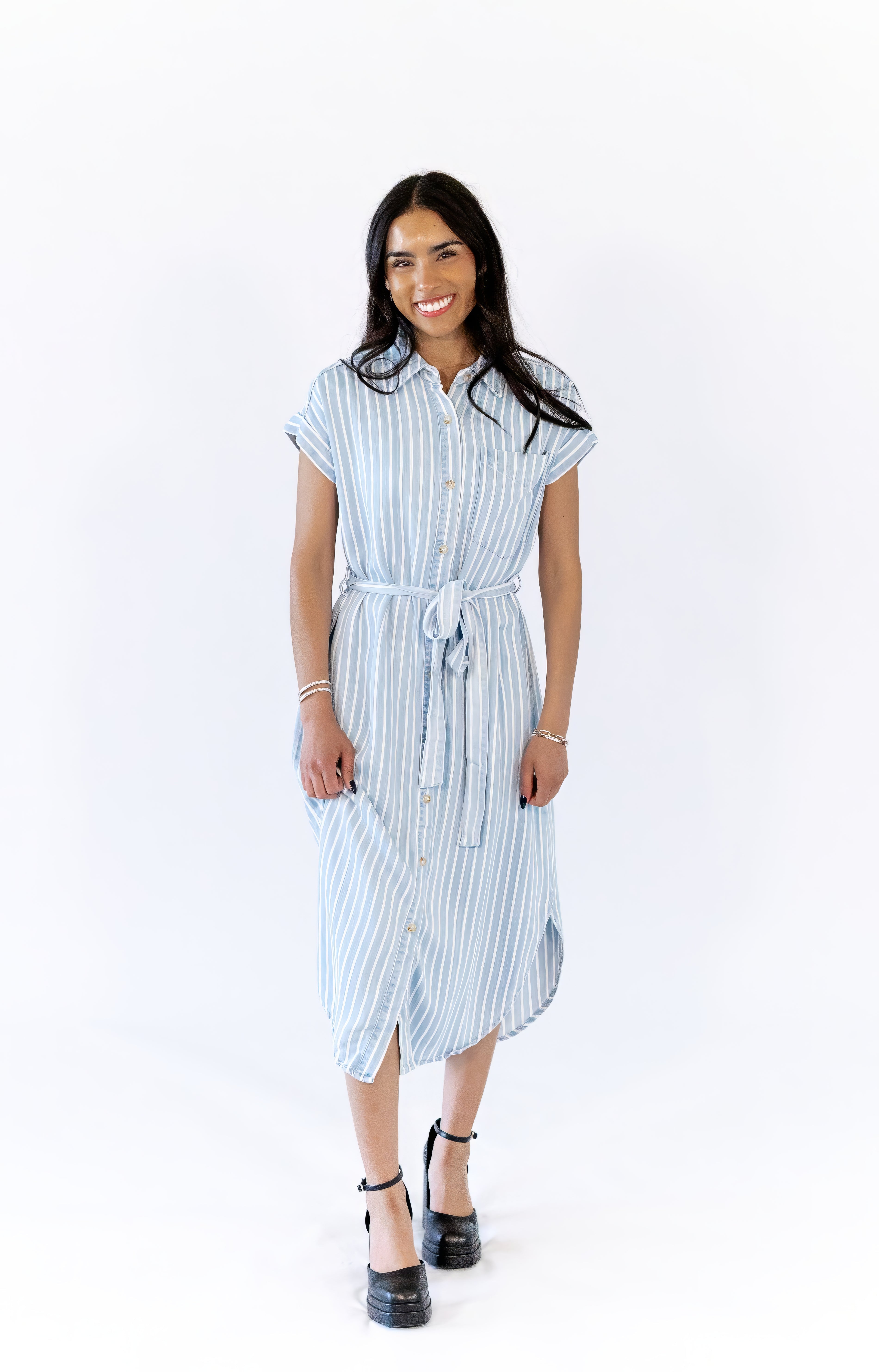Frankie Striped Chambray Dress