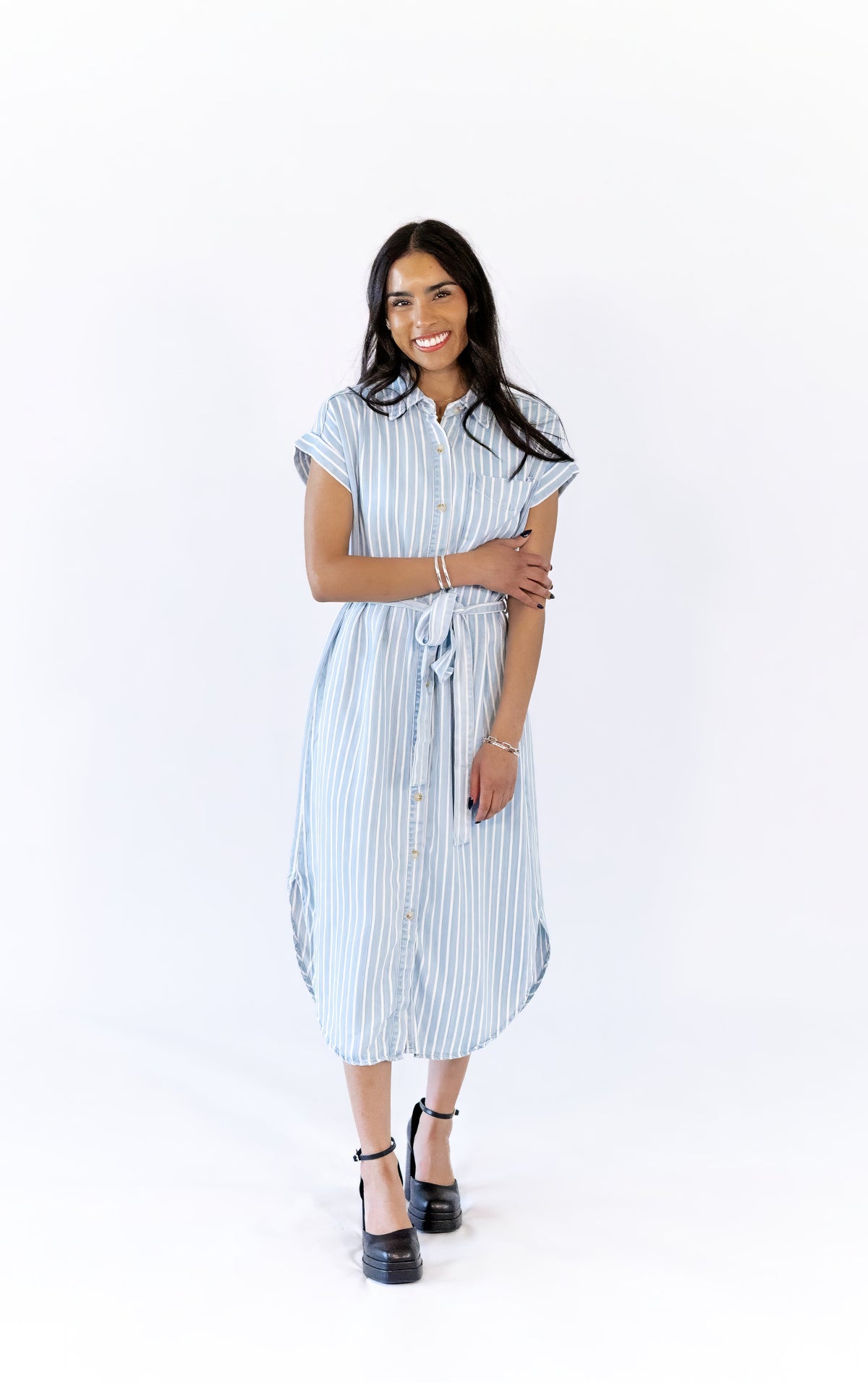 Frankie Striped Chambray Dress