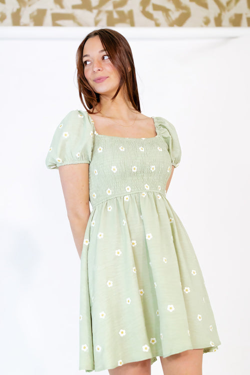 Lili Embroidered Daisy Dress