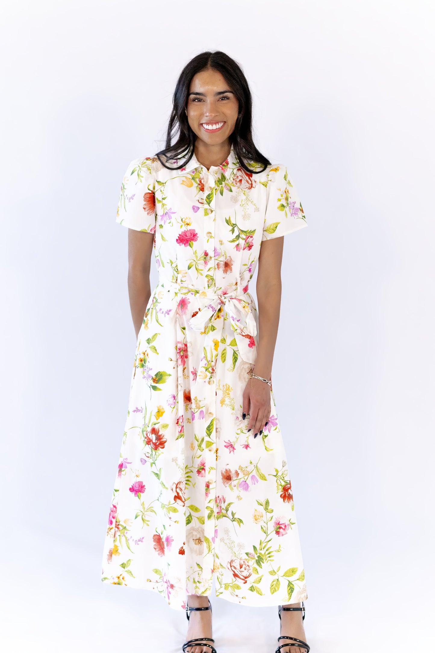 Arina Floral Belted Midi Dress ⭐︎ Restocked