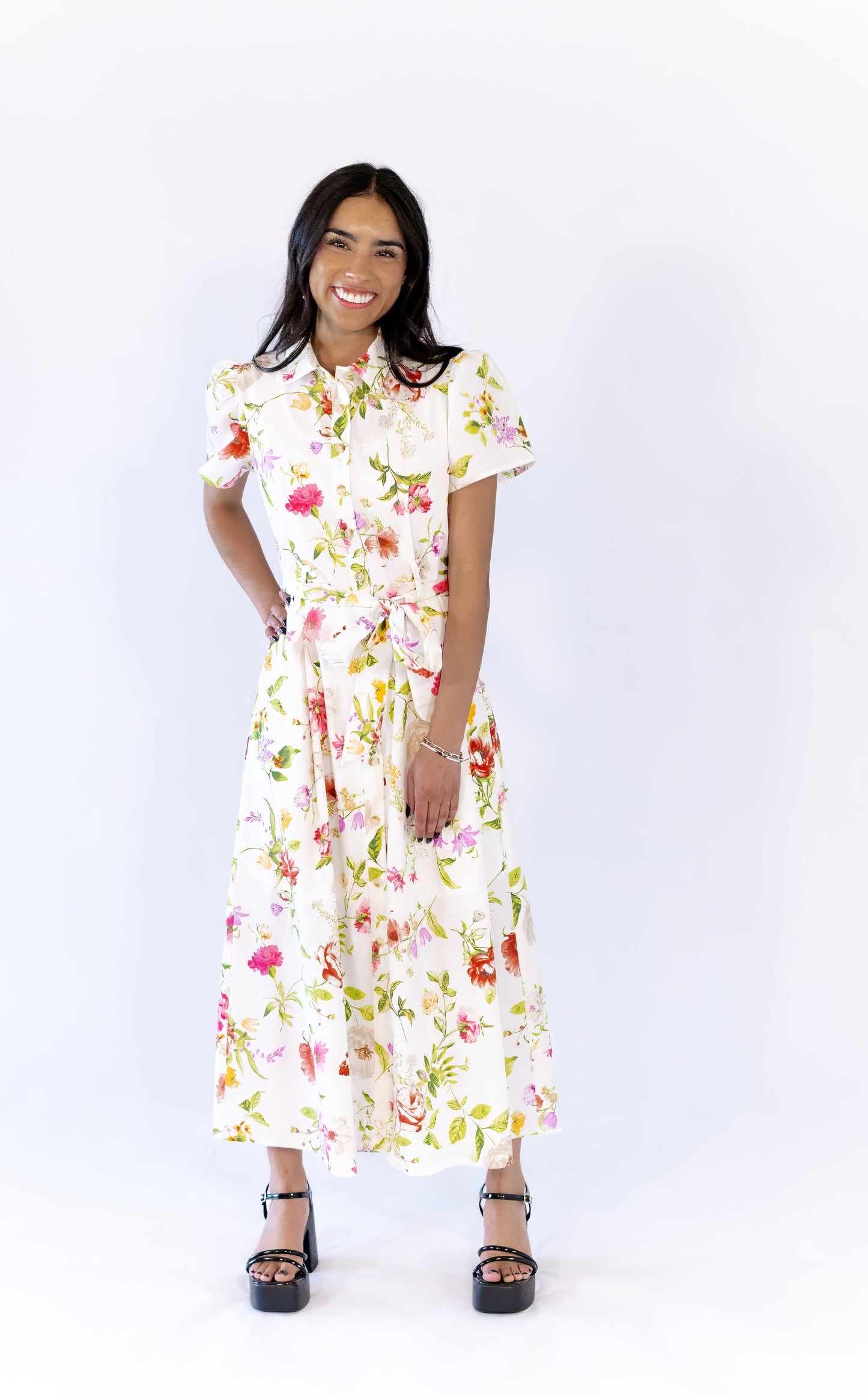 Arina Floral Belted Midi Dress ⭐︎ Restocked