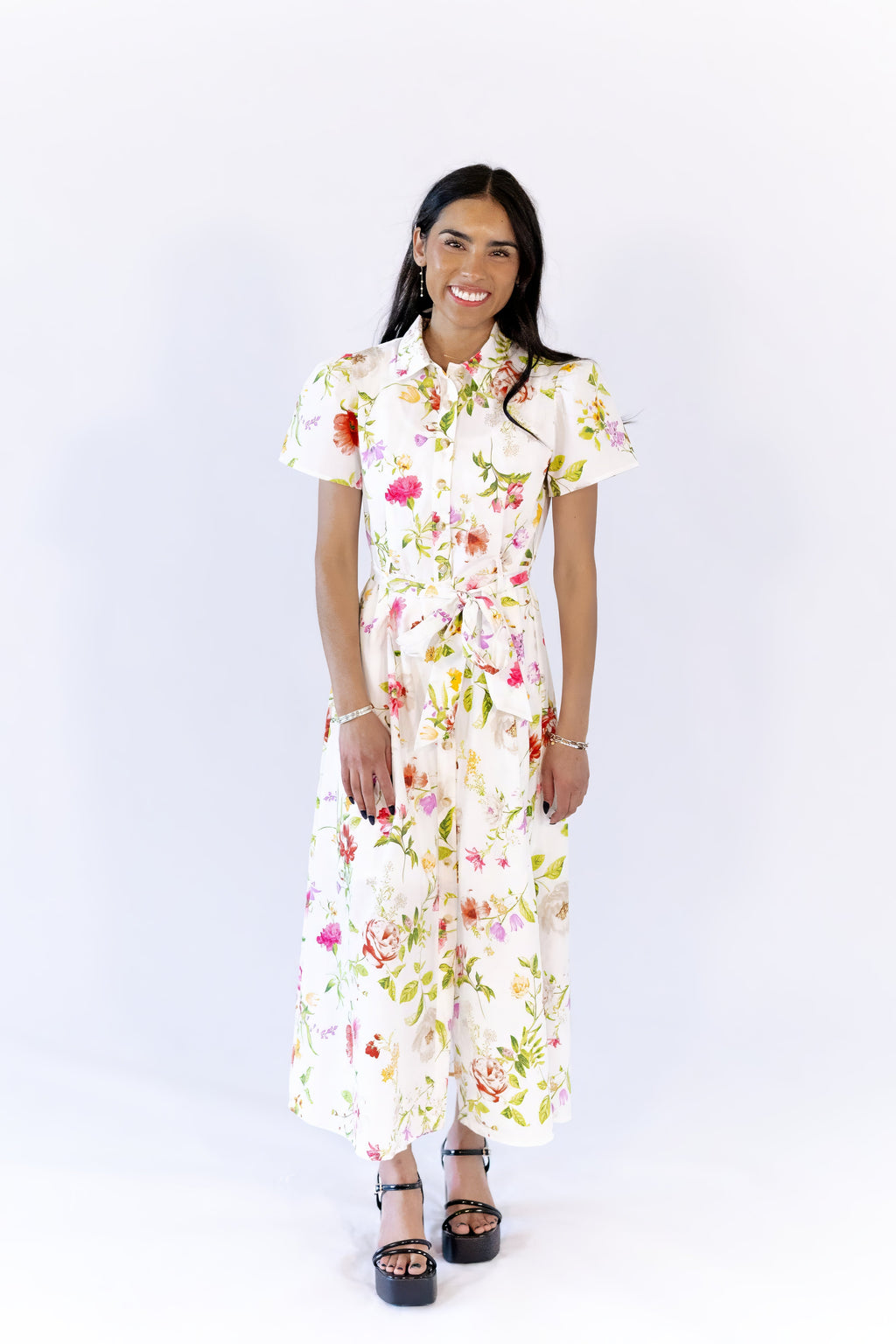 Arina Floral Belted Midi Dress ⭐︎ Restocked