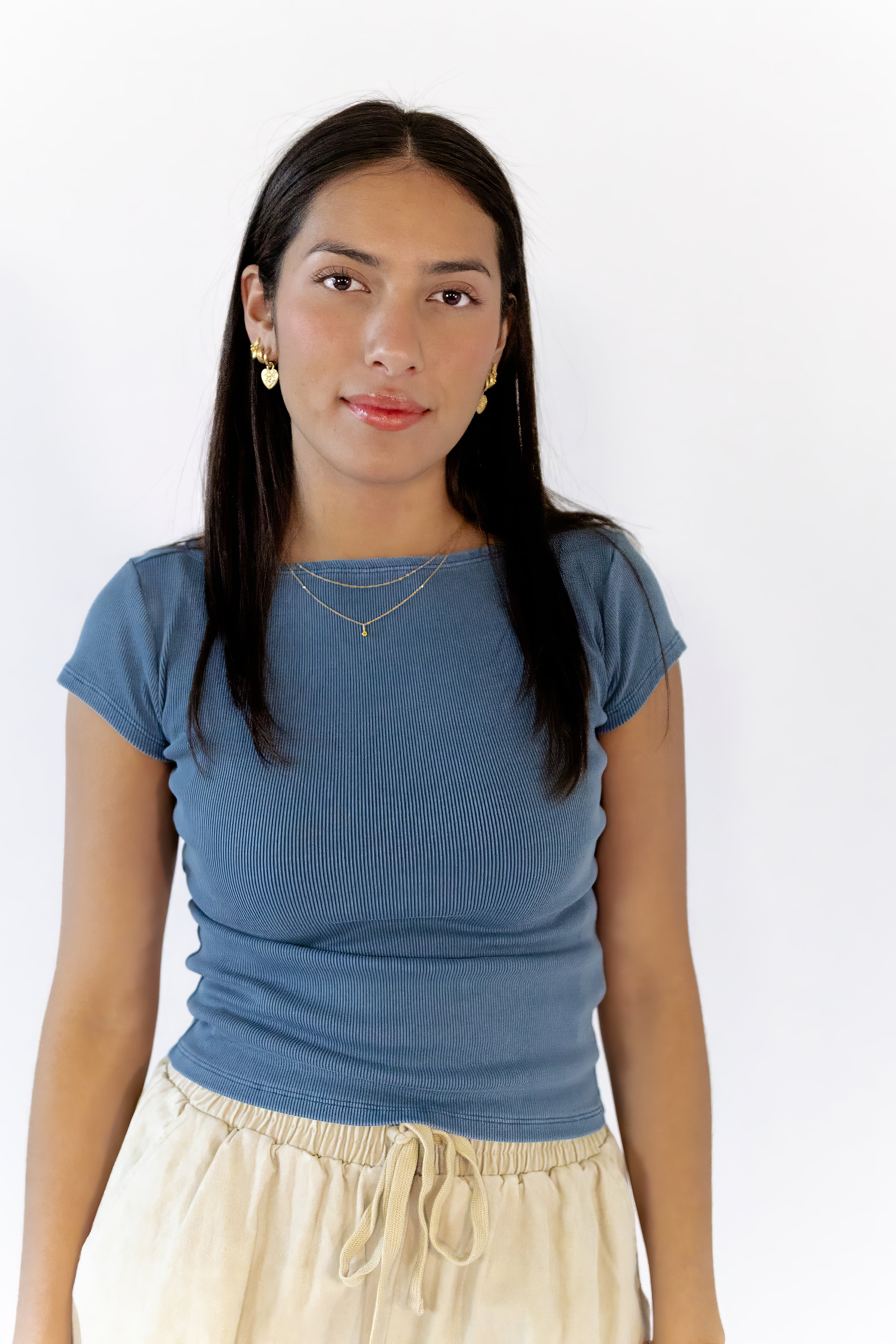 Amelia Ribbed Top · Vintage Blue  ⭐︎ Restocked