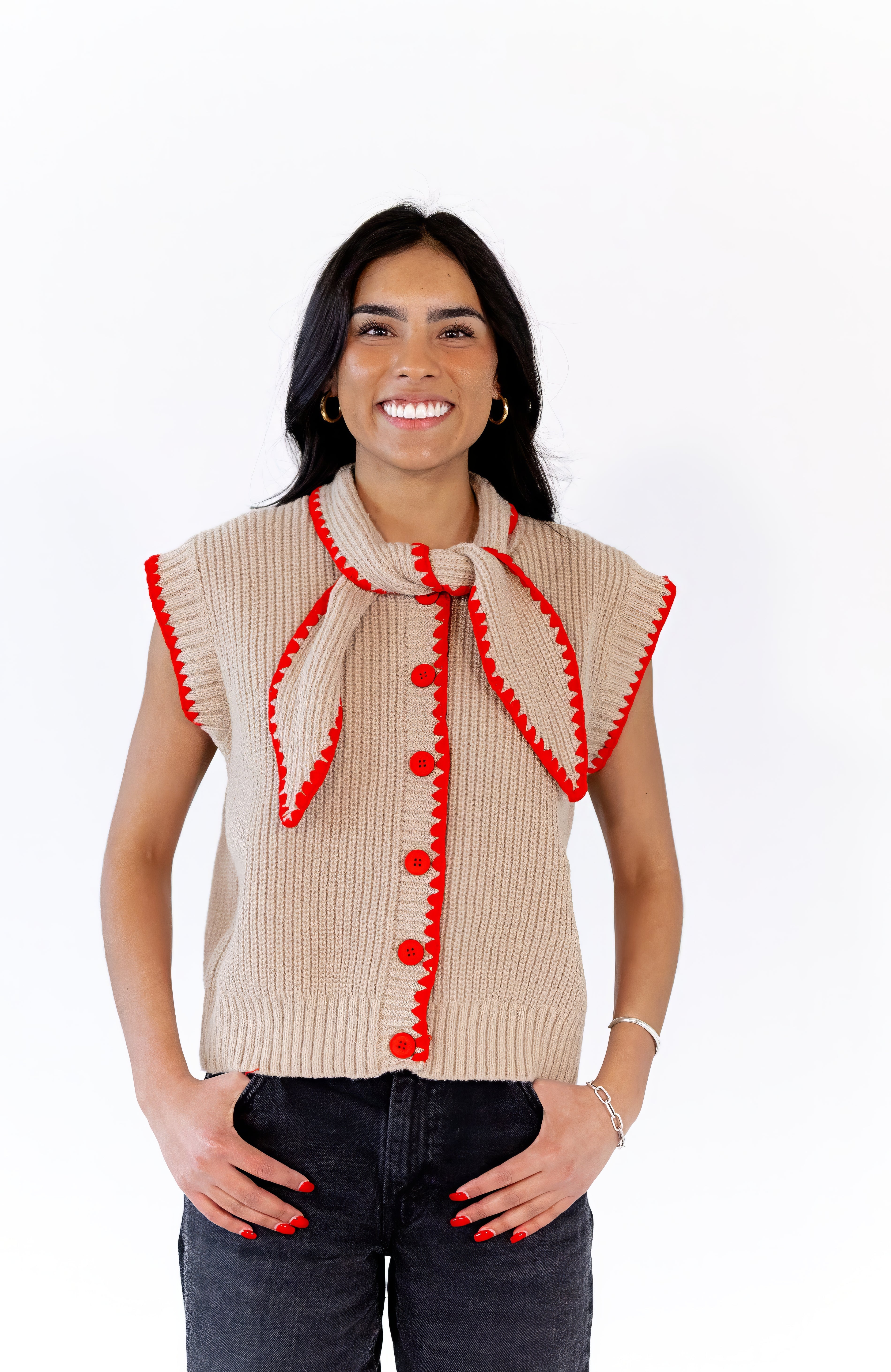 Oaklyn Tie Detail Button Up Top