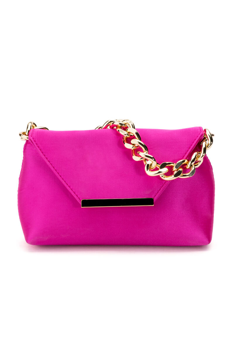 ADELE FUCHSIA SATIN PURSE
