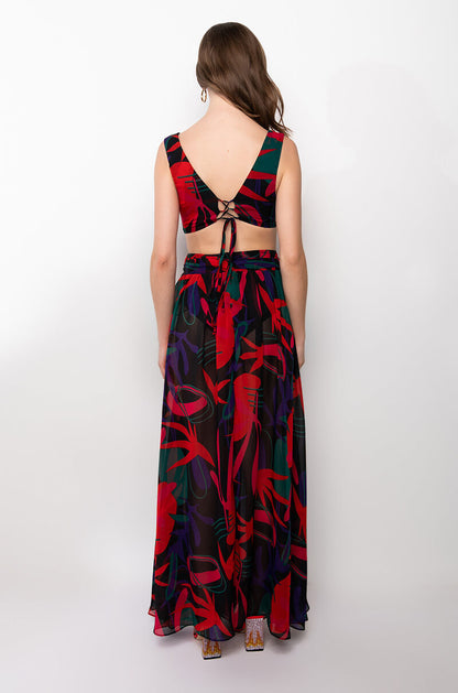 ADORE HALTER TOP PRINTED MAKI DRESS
