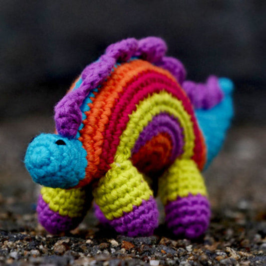 Colored Dinosaur Soft Plush Toy | Toys For Kids | Handmade Infant Soothe Toys | Artisan Made In India | Amigurumi Toys | 100% Cotton | Crochet Cuddle Toys