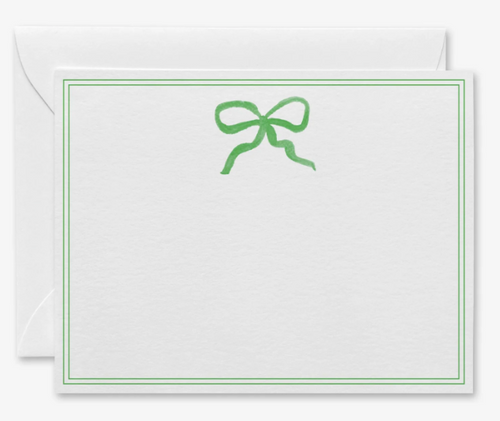 Green Bow Flat Notecards