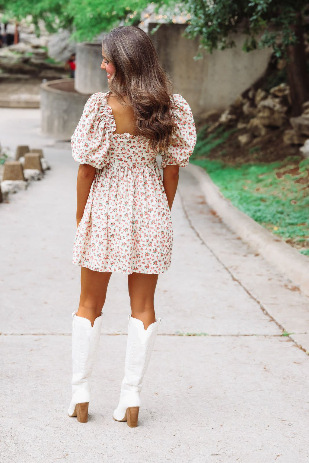 Daisie Mini Dress - Beige Orange and Green