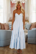 Renedezvous in the Hamptons Maxi Dress - Light Blue
