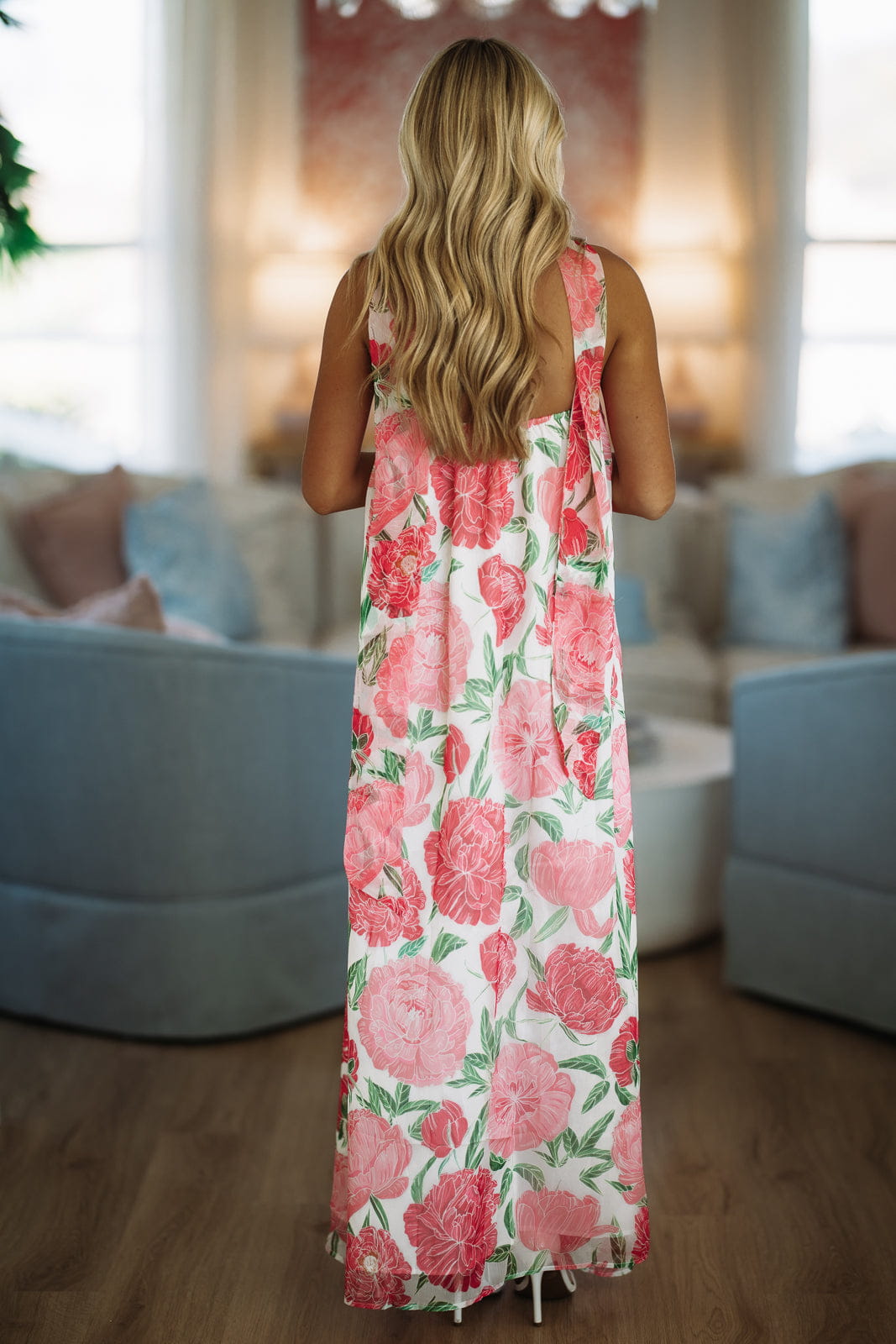 Loving Me Maxi Dress - White, Pink and Green