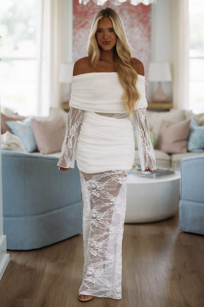 Heart on Display Maxi Dress - White