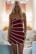 Curves Ahead Mini Dress - Crimson and White