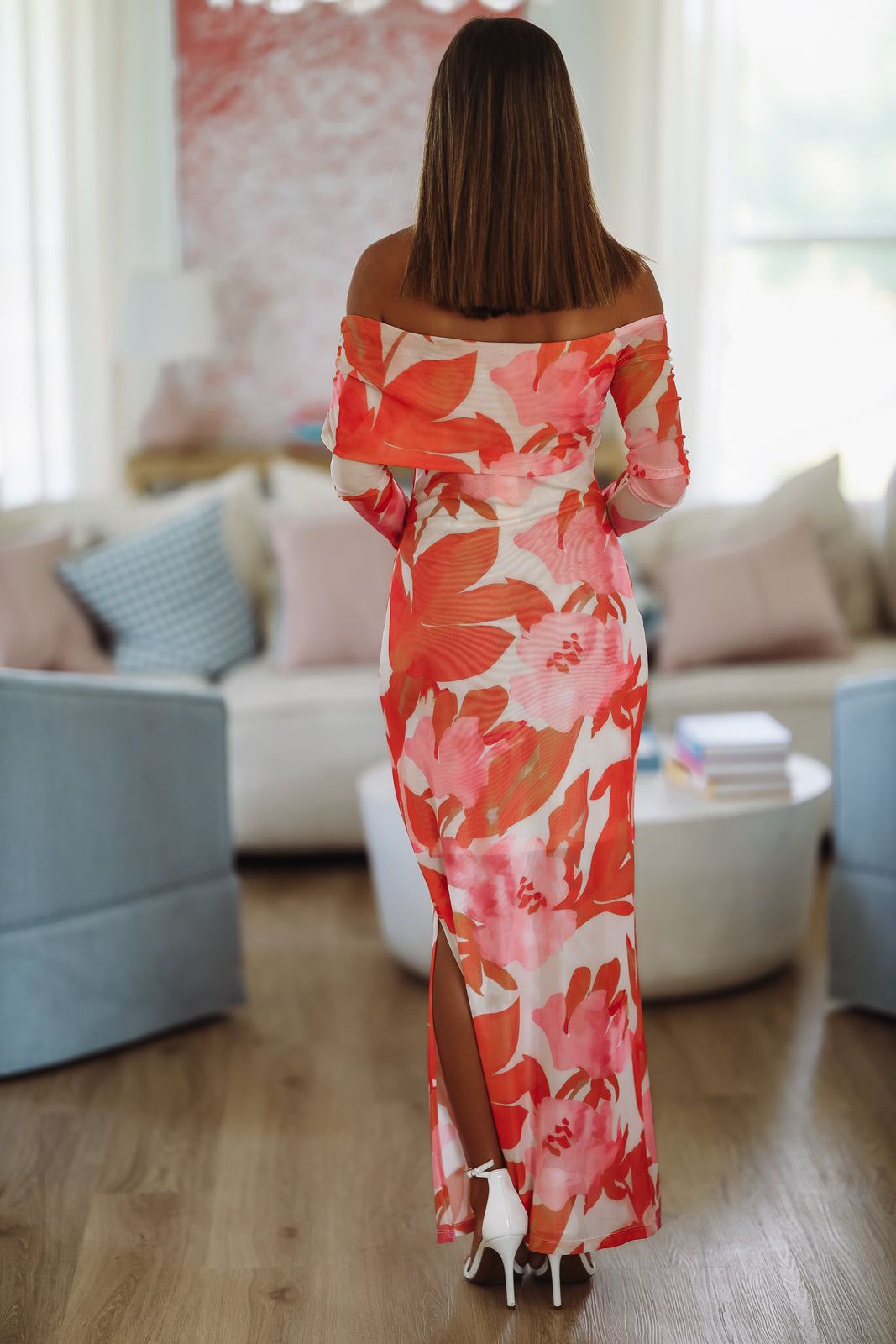 Crown Imperial Maxi Dress - Pink and Orange
