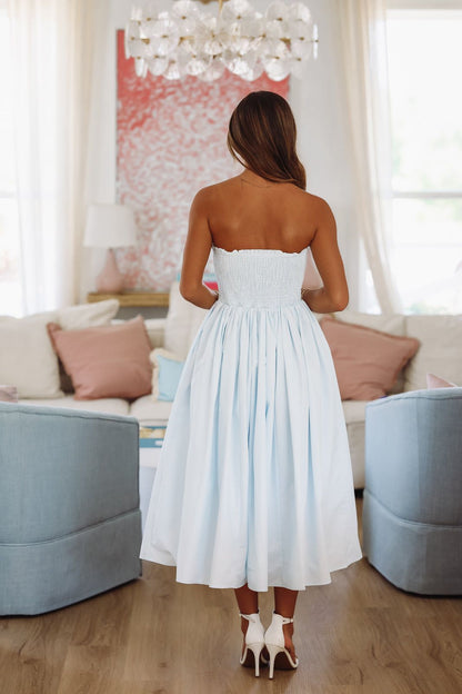 Coastal Sunrise Midi Dress - Light Blue