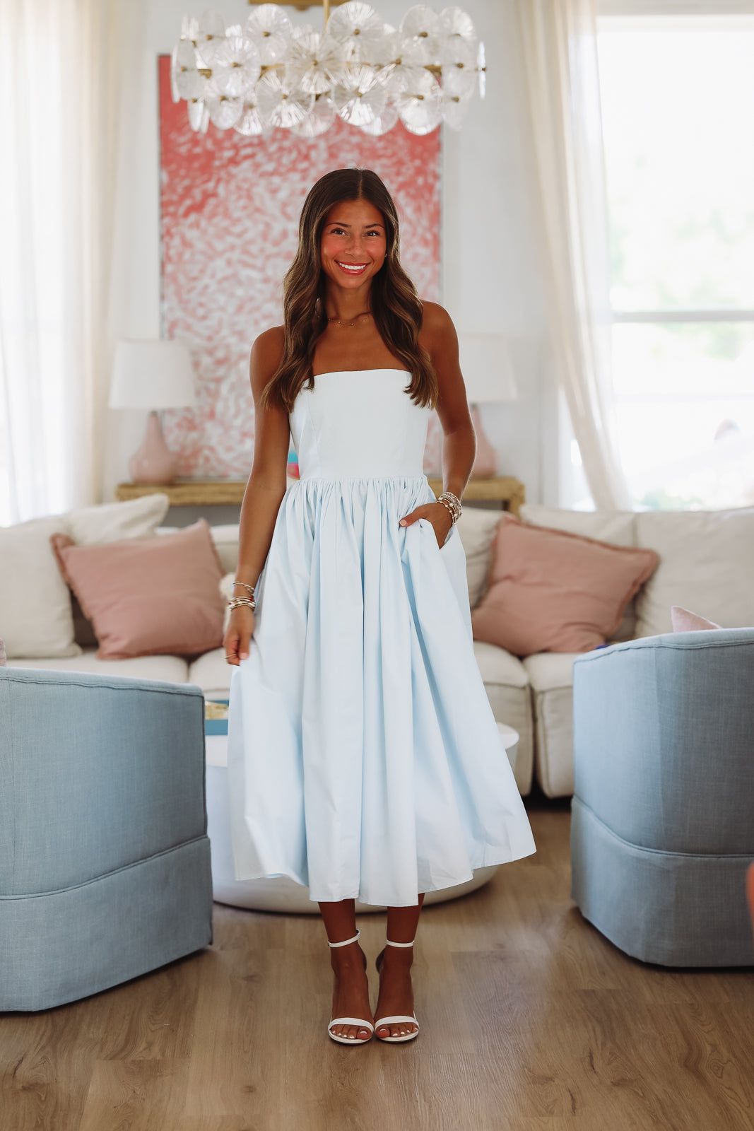 Coastal Sunrise Midi Dress - Light Blue