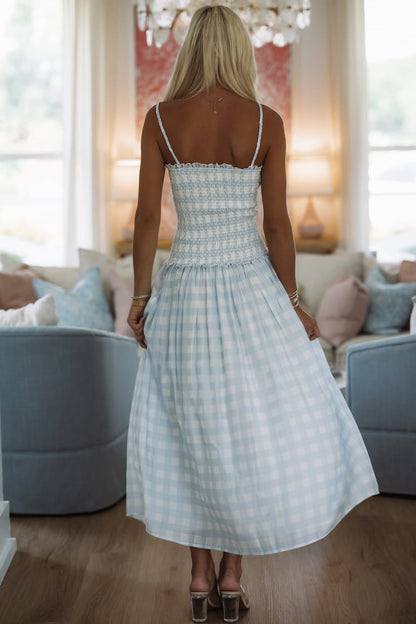 Dreams Drift By Maxi Dress - Light Blue and White