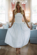 Dreams Drift By Maxi Dress - Light Blue and White