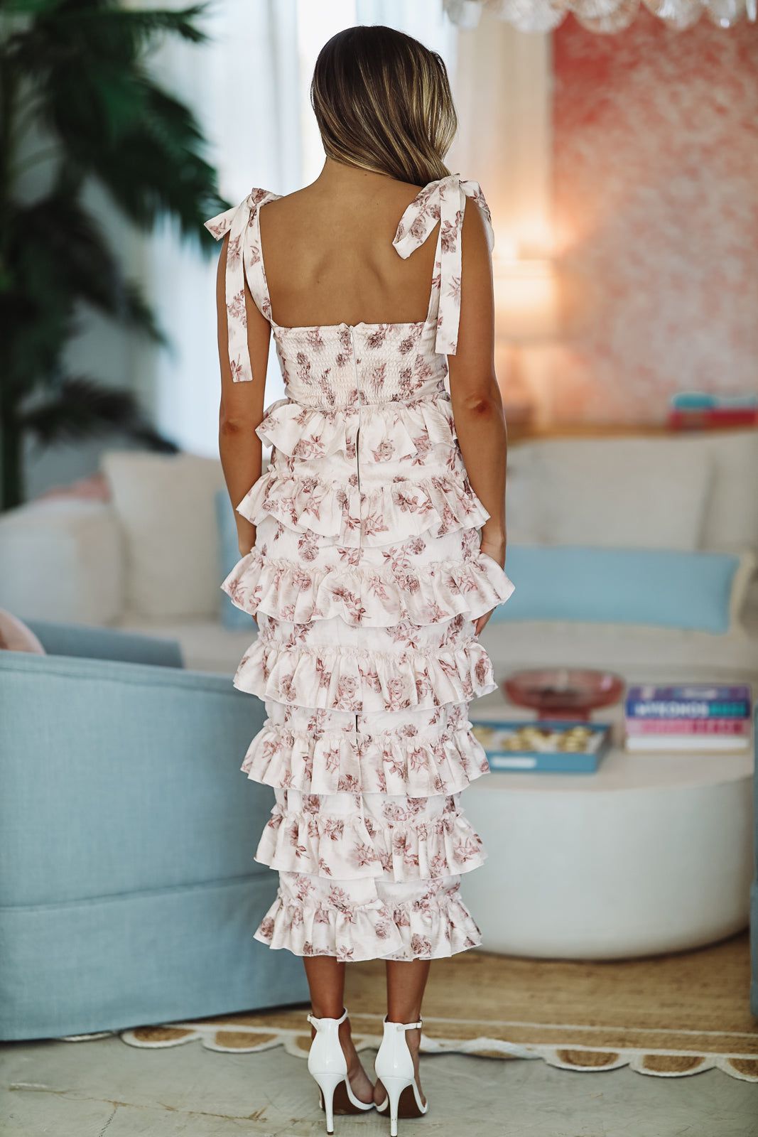 She's Stunning Floral Midi Dress  - Rose