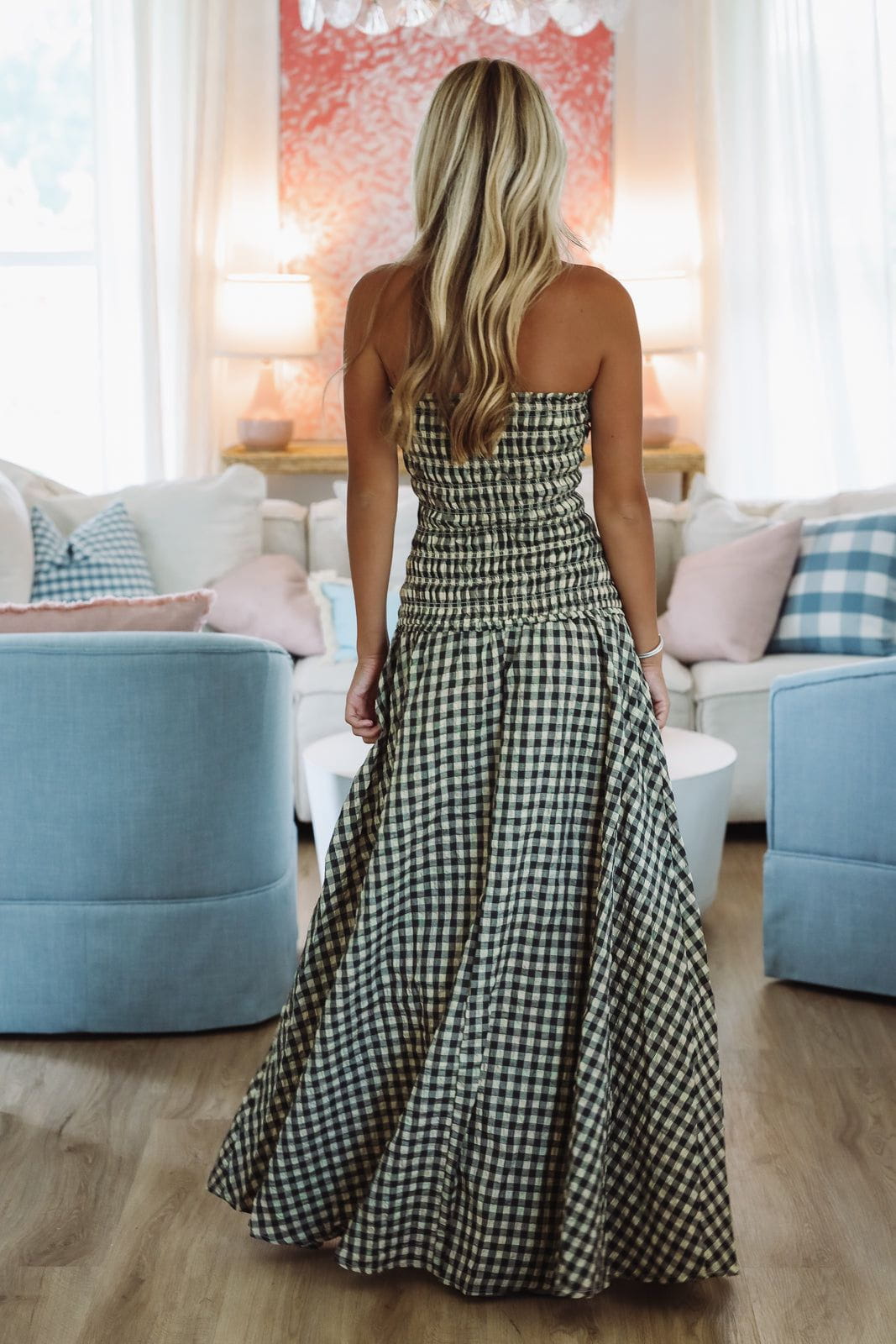 Check Yes Maxi Dress - Black and Taupe