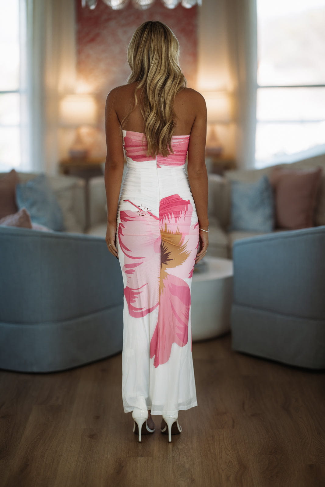 Love's Only Rule Maxi Dress - White, Pink and Orange