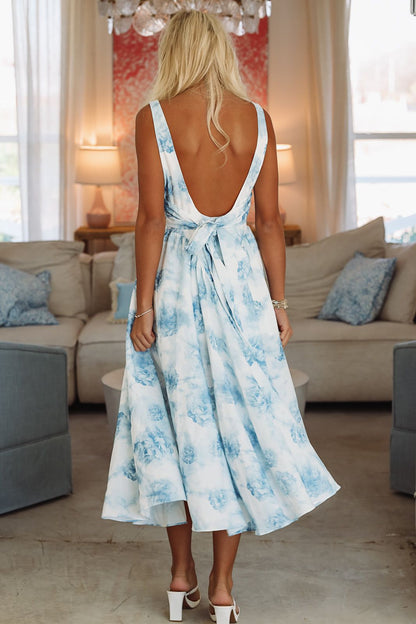 Tender Kisses Midi Dress - Blue
