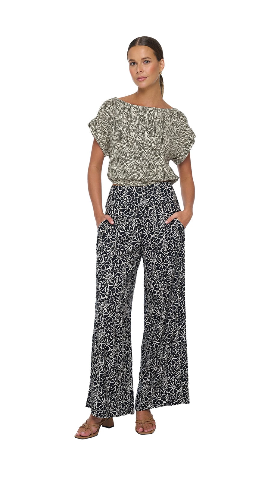 Boat Neckline Mareva Top - Escama Black