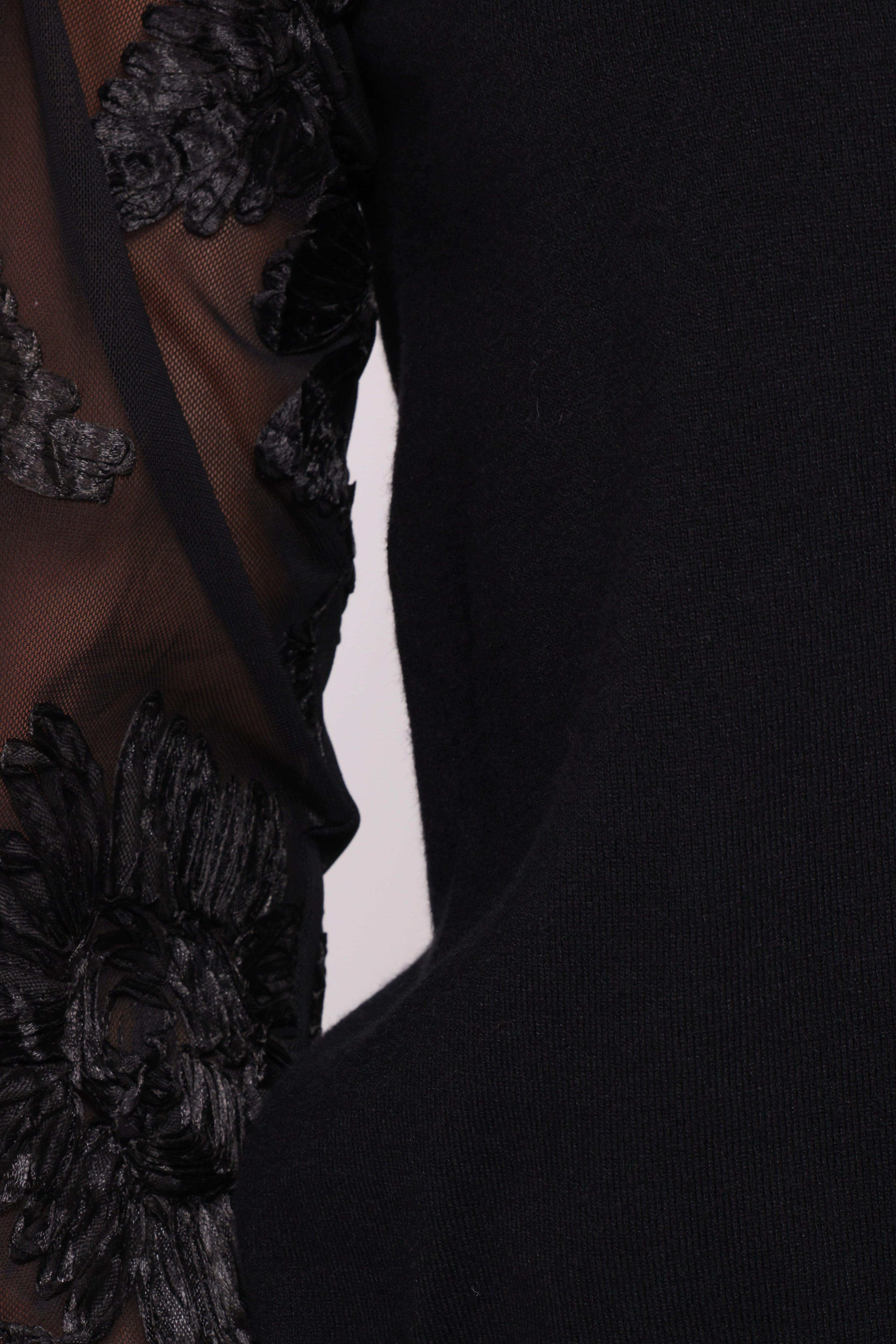 Cailin Sheer Sleeve Top - Black