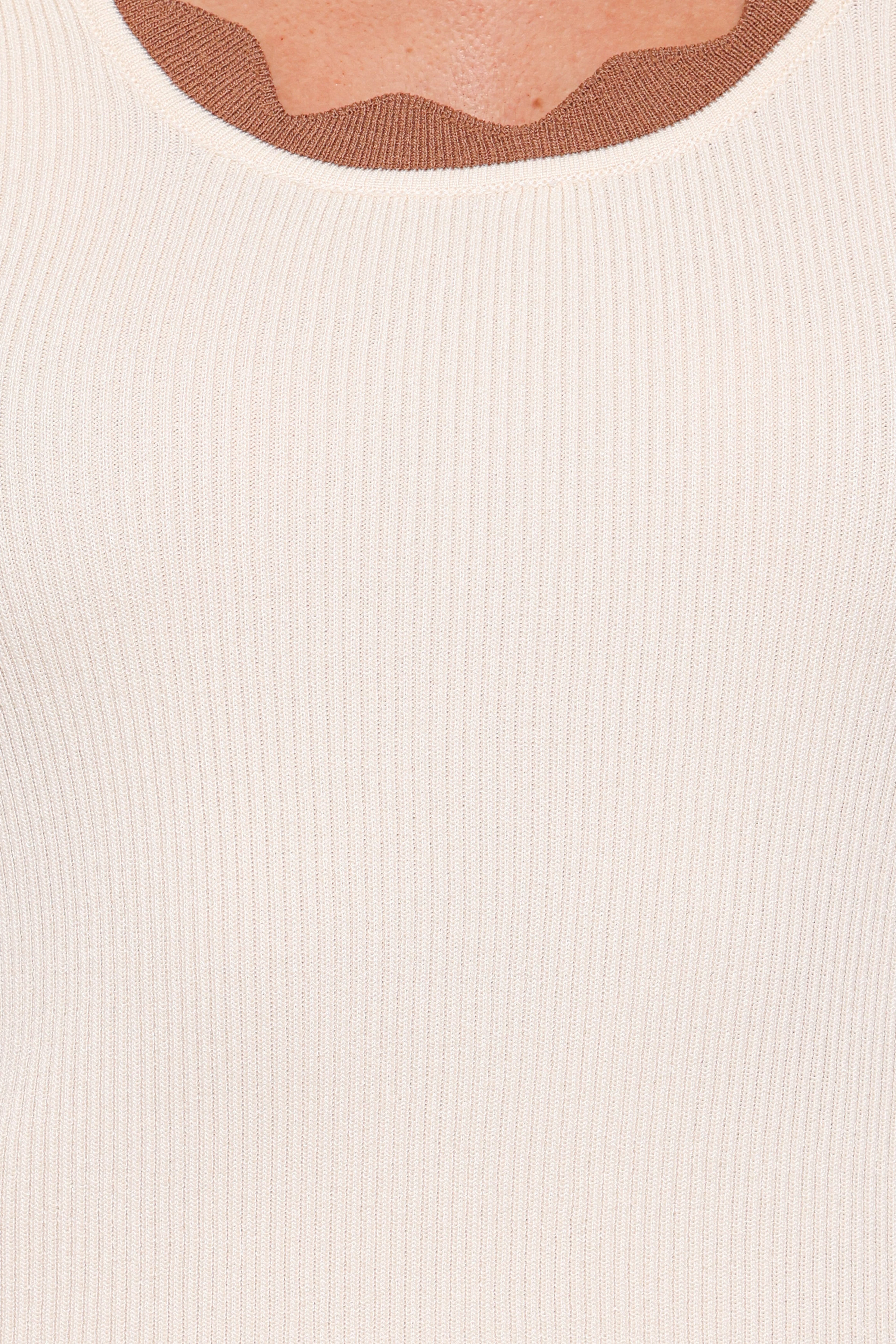 Johnson Scalloped Trim Tank - Cream Brown
