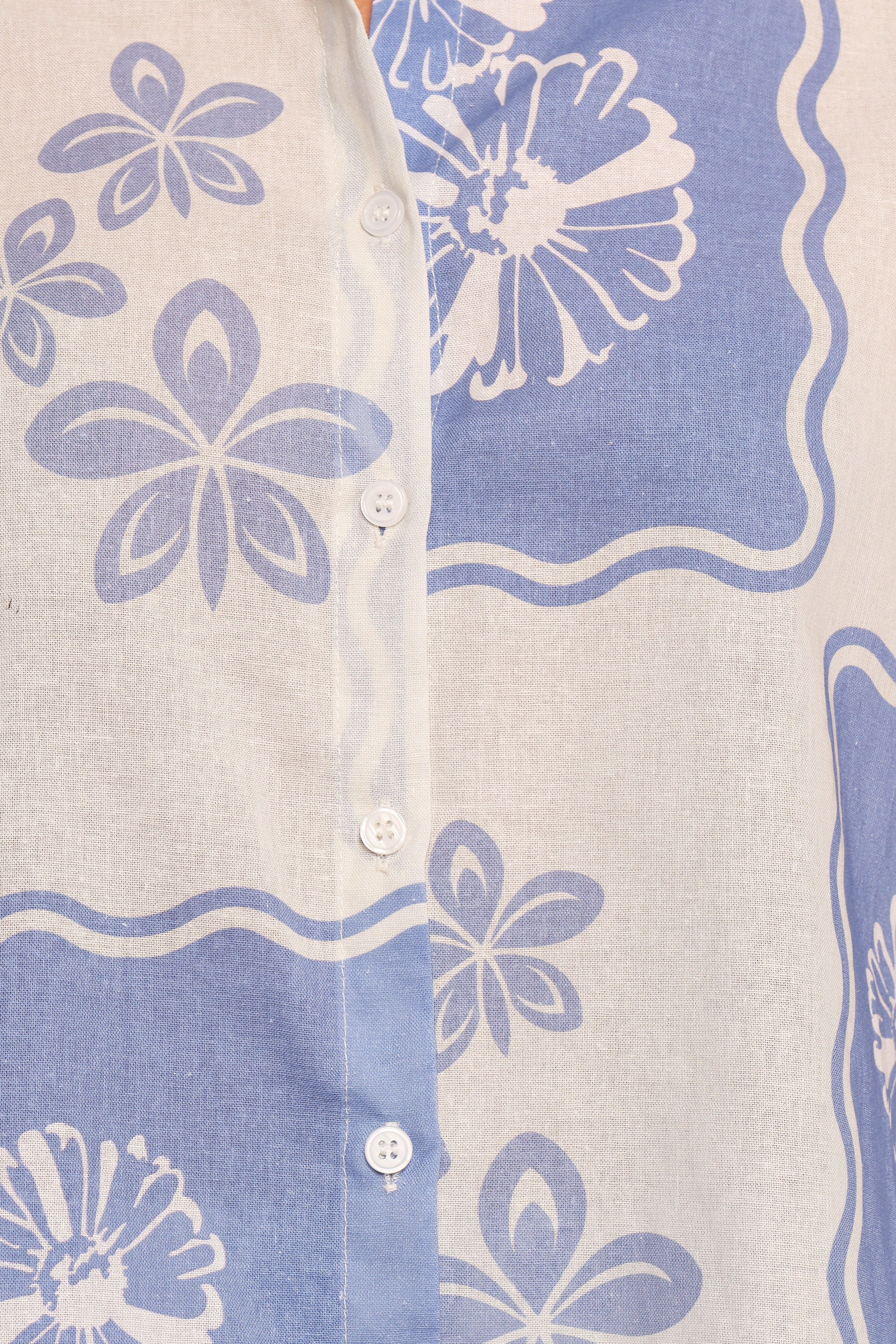 Shellie Short Sleeve Shirt - Blue Dahlia