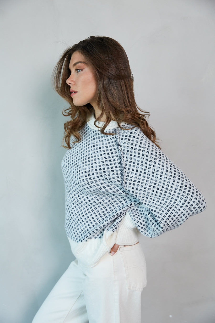 Ramona Ditsy Argyle Sweater