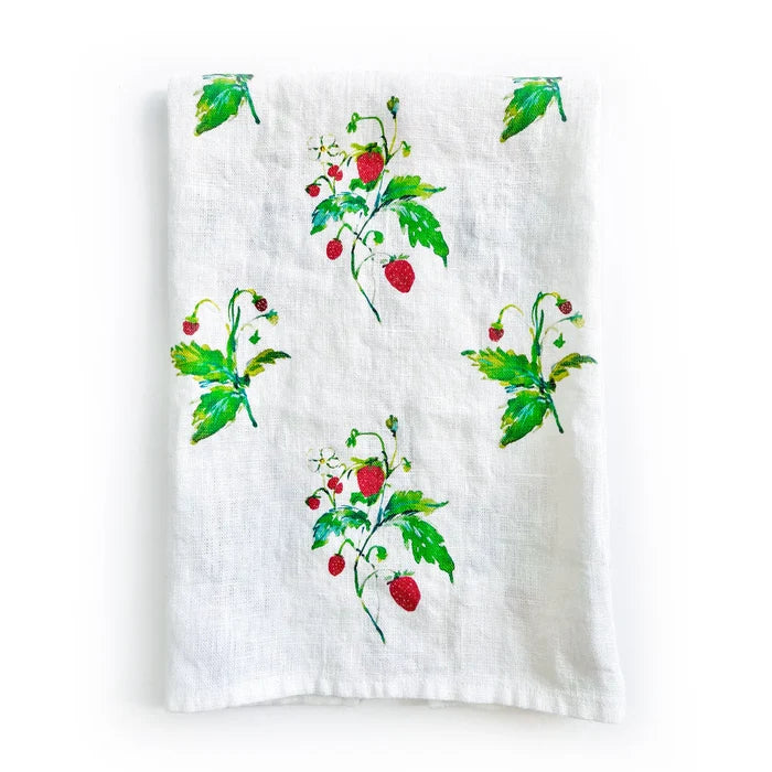 Wild Strawberry Linen Kitchen Towel